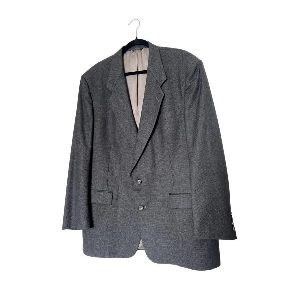 Vintage Christian Dior Monsieur Charcoal Gray Wool Men's Blazer Size 46L